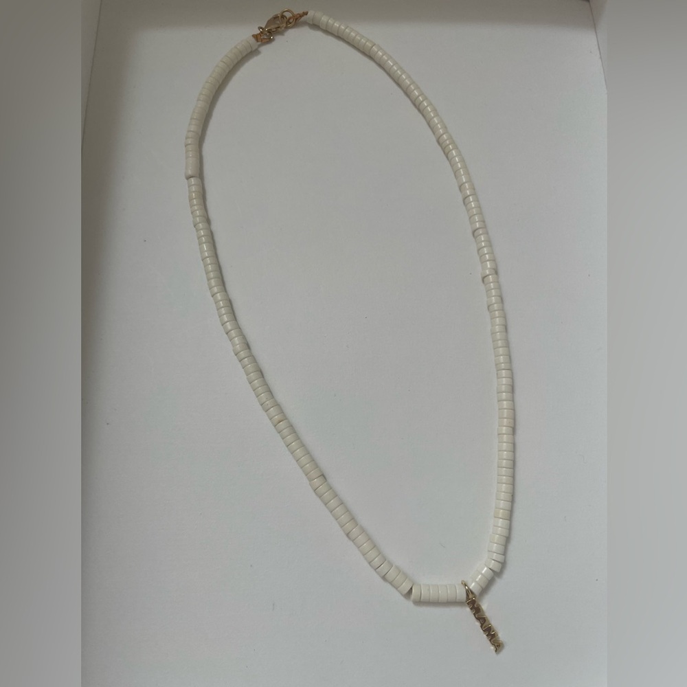 Elegant White Beaded “Mama” Necklace